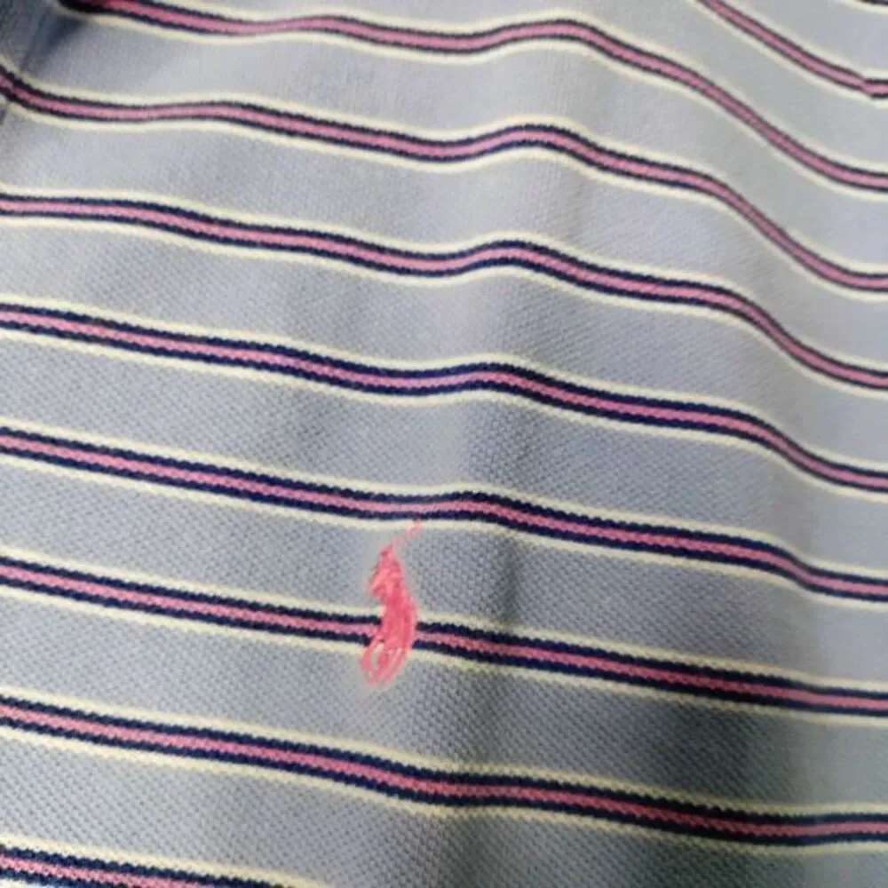 RALPH LAUREN POLO‎ Classic Fit Men L Golf Shirt Purple/Pink Striped Short Sleeve